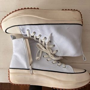 White, hi-top platform converse dupes. Size 10. Worn once.